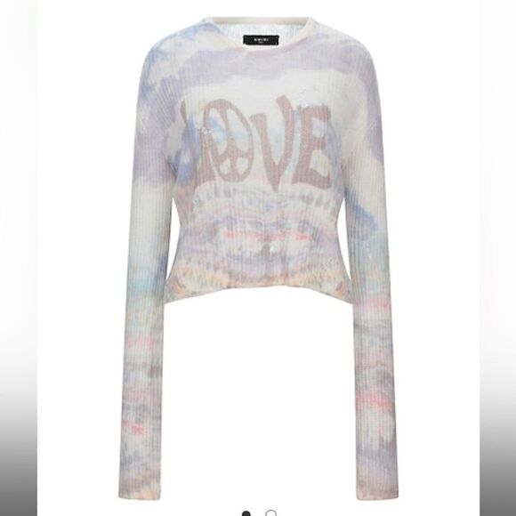 Amiri cashmere Love Tie Dye Cropped Knit Sweater size S - Picture 2 of 8